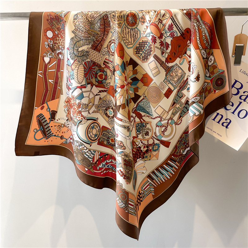 Scarf Silk Square - Syal Sutra Twill Kotak-kotak Baru 2026