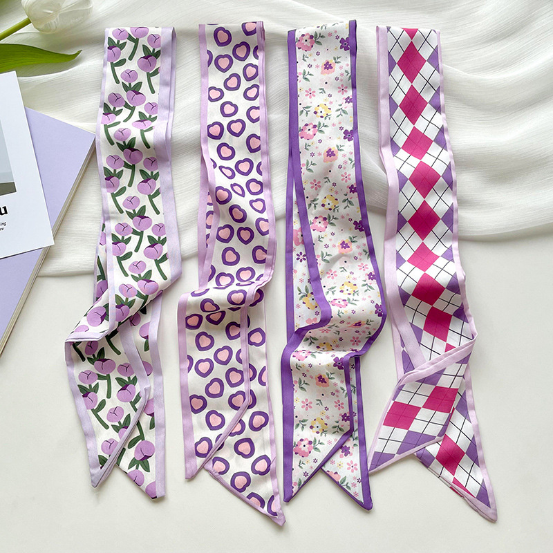 Silk Neck Scarf - Syal Sutra Wanita Pendek Sempit Mewah