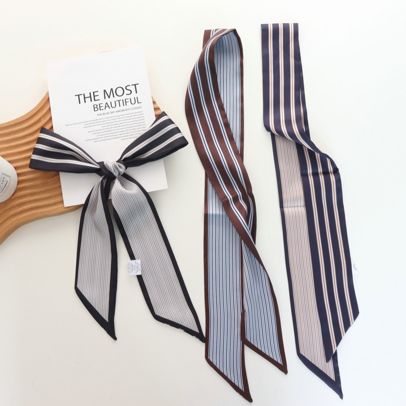 Syal Sutra Kecil Bergaris Baru - Silk Tie Striped ulasan dan harga