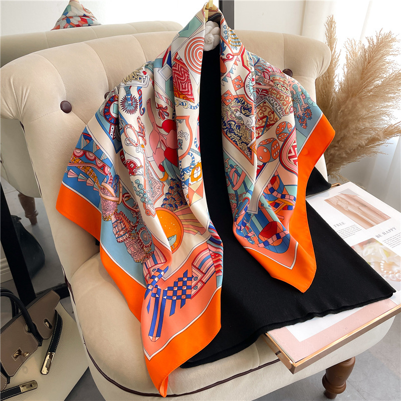 Syal Sutra Twill Kotak-kotak B - Scarf Silk Square ulasan dan harga