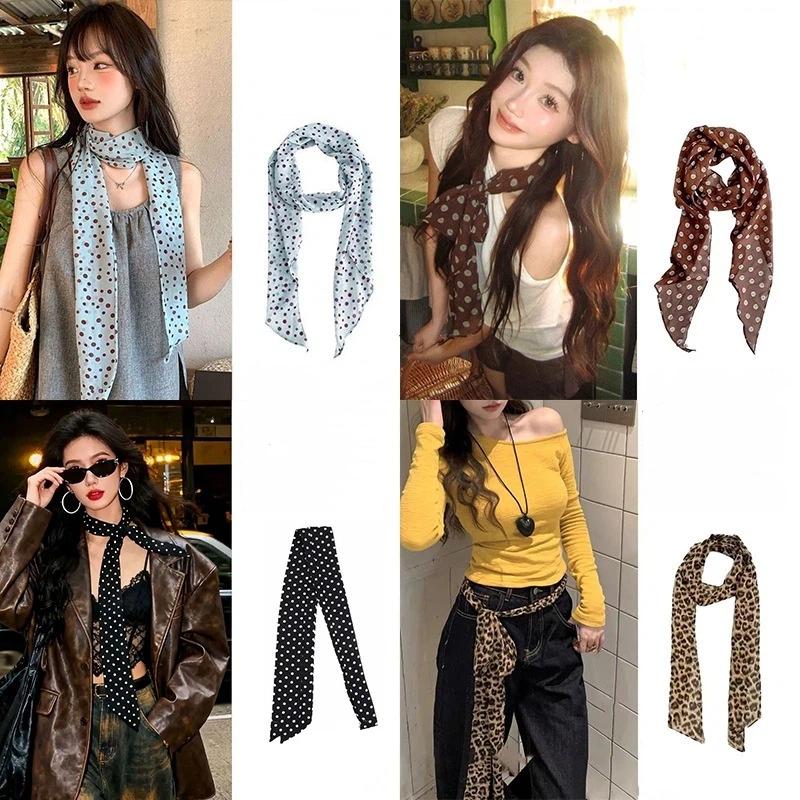 Syal Sutra Motif Bunga Polka D - Silk Neck Scarf ulasan dan harga
