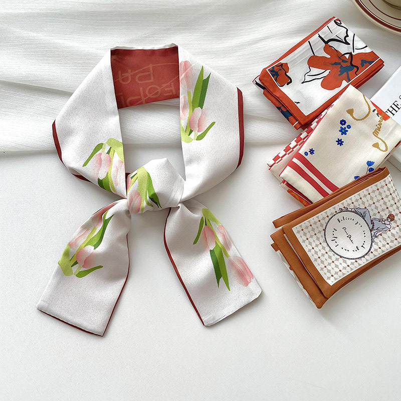 Syal Sutra Kecil Model Merek M - Silk Neck Scarf ulasan dan harga